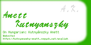 anett kutnyanszky business card